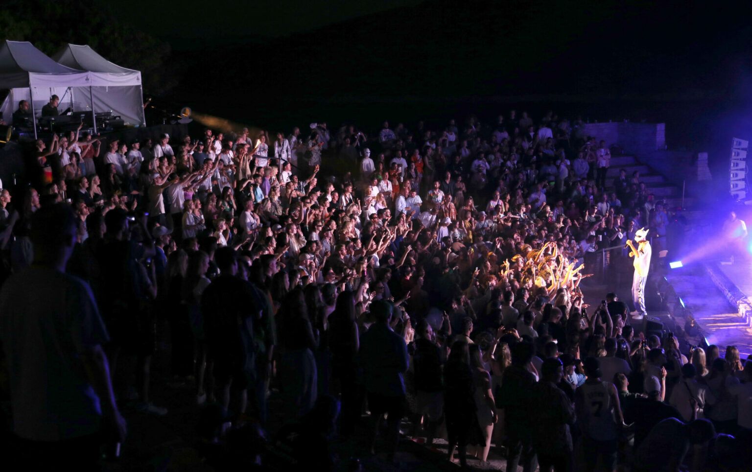 OBONJAN, CROATIA - JUNE 11:  Cro performs on stage during the CRO x ABOUT YOU concert „Smiles Island“  on June 11, 2022 in Obonjan, Croatia. (Photo by Gisela Schober/Getty Images for ABOUT YOU)
